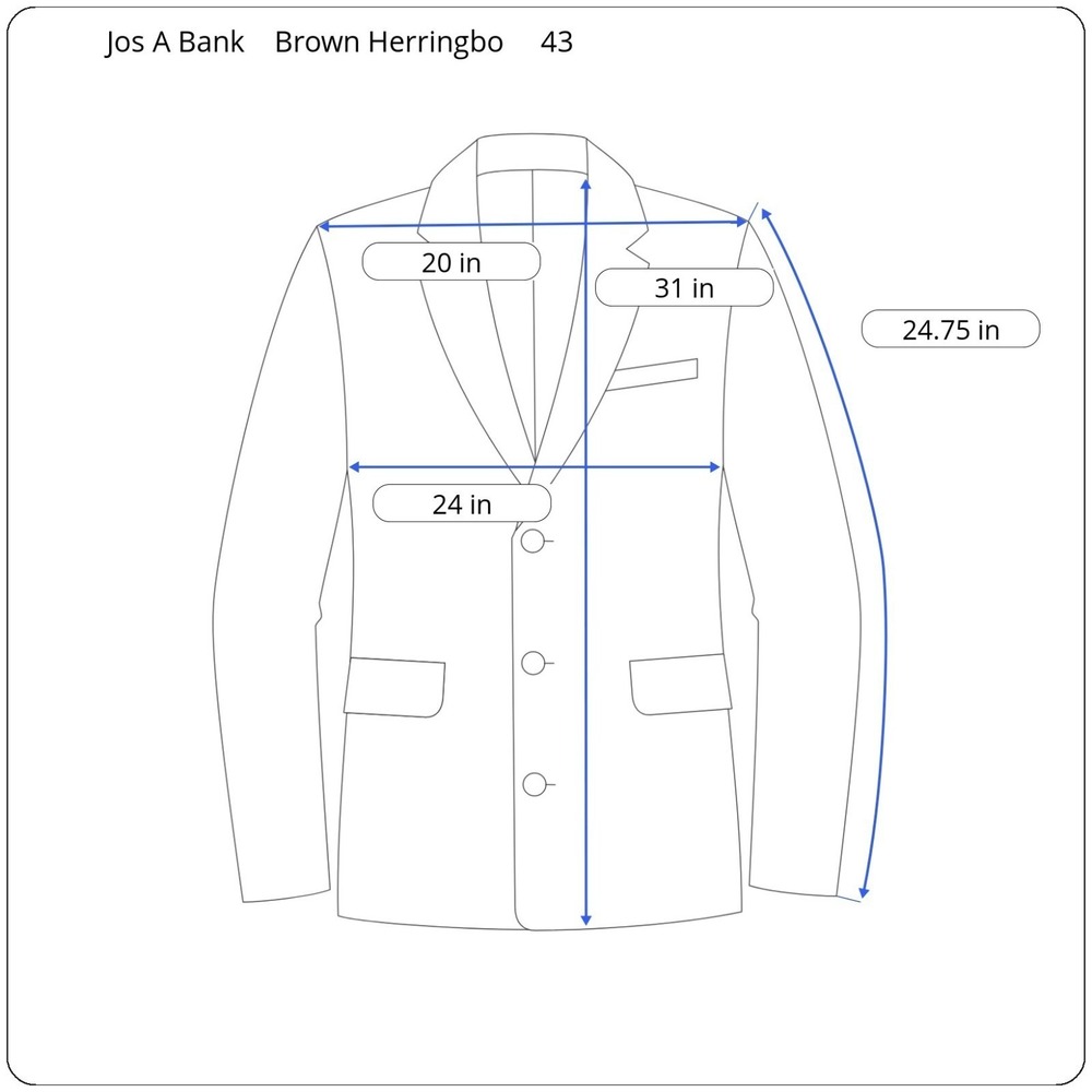 Jos A Bank Silk Wool Cashmere Linen Men's‎ 43R Herringbone Windowpane Sport Coat - Picture 3 of 14